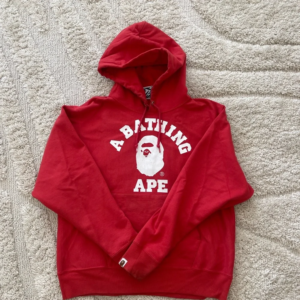 A Bathing Ape Bape Red Sweatshirt Hoodie - Picture 2 of 8